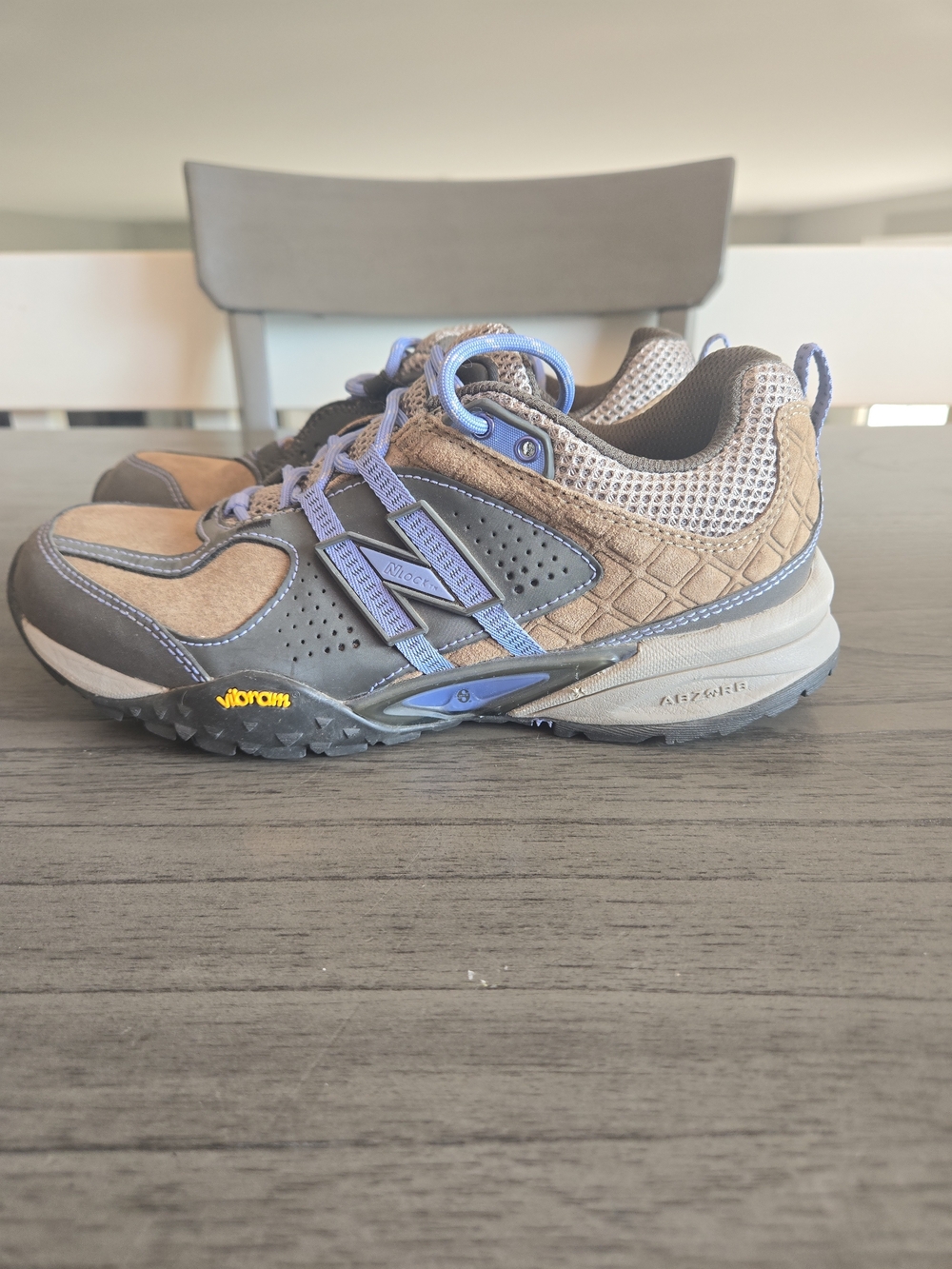 New Balance Tan Gray Blue Trail Athletic Shoes